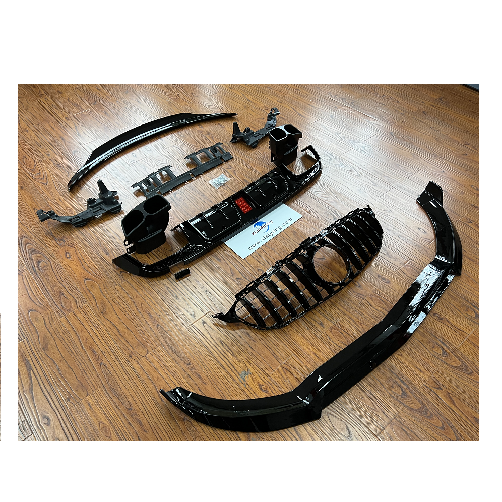XLstyling Bra-bus Diffuser Car Front Bumper Lip Splitter Bodykit GT Grille Spoiler for Mercedes Benz W205 Sedan or Coupe